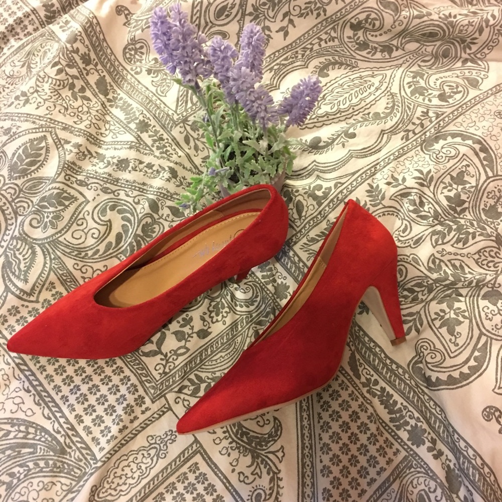 Nasty Gal Vegan Suede Red Kitten Heel